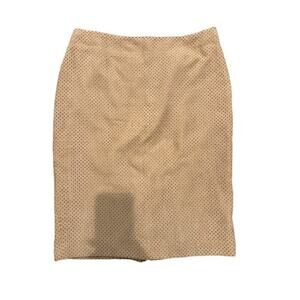 Isaac Mizrahi New York Tan Faux Suede Pencil Skirt Lasercut Size 10
